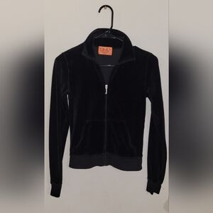 Juicy Couture Vintage Y2K Black Velour Full Zip Sweatshirt Size Small